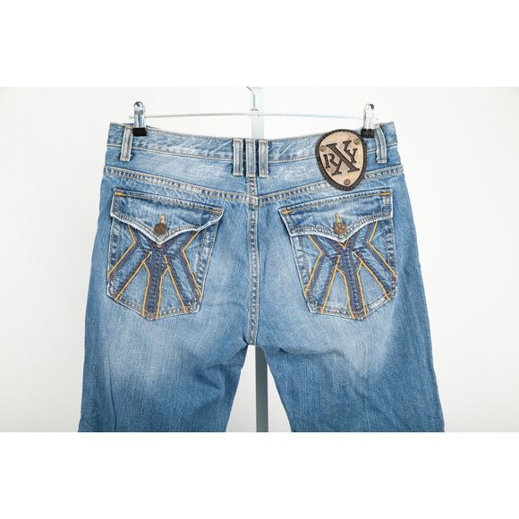 X-Ray Black Label Jeans Mens 36 x 31 Blue Distressed Medium Wash - Picture 3 of 12